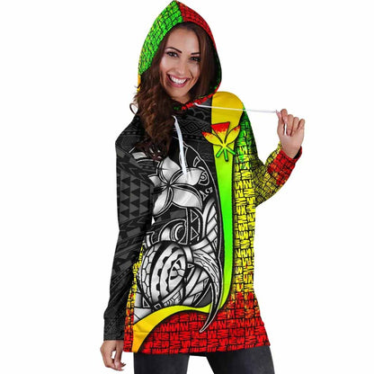 Polynesian Hawaii Hoodie Dress Reggae - Turtle with Hook