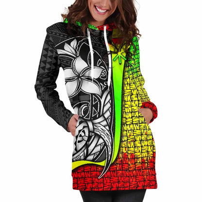 Polynesian Hawaii Hoodie Dress Reggae - Turtle with Hook
