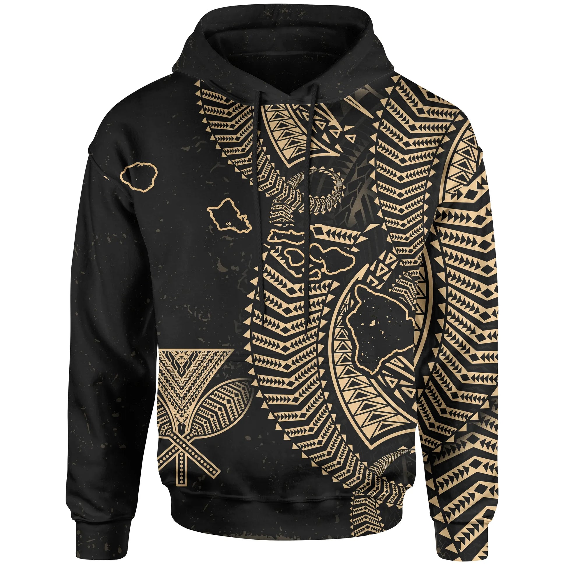 Polynesian Hawaiian Hoodie King Kamehameha Kanaka Maoli Gold