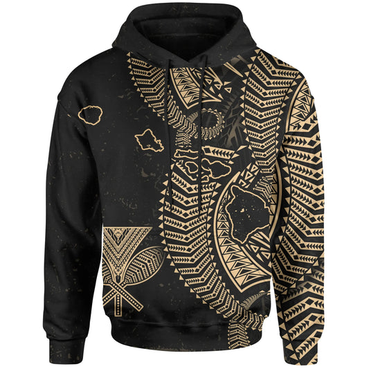 Polynesian Hawaiian Hoodie King Kamehameha Kanaka Maoli Gold