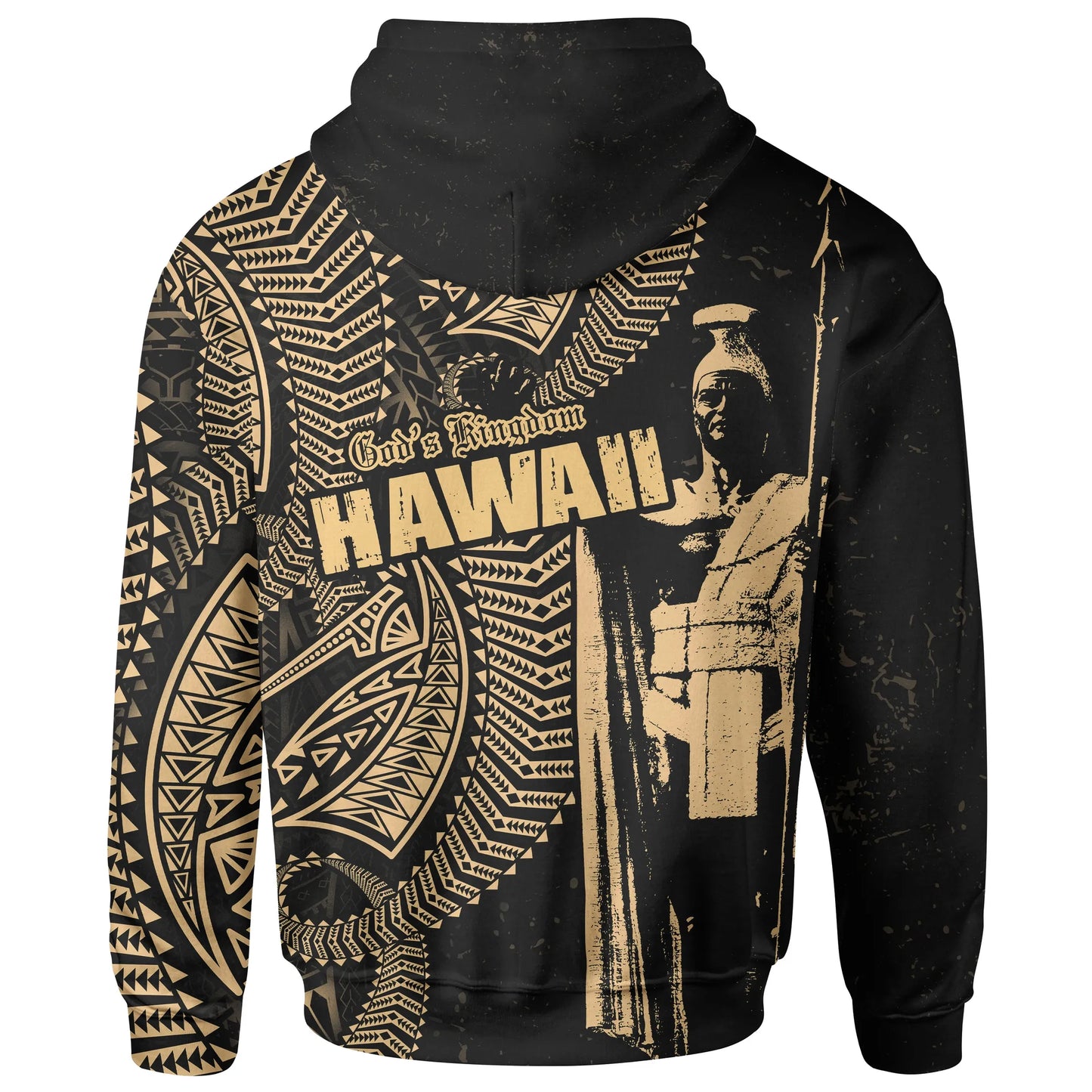 Polynesian Hawaiian Hoodie King Kamehameha Kanaka Maoli Gold