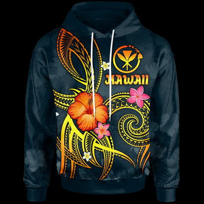 Polynesian Hawaii Hoodie - Legend of Kanaka Maoli (Blue)