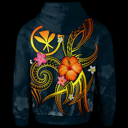 Polynesian Hawaii Hoodie - Legend of Kanaka Maoli (Blue)