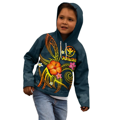 Polynesian Hawaii Hoodie - Legend of Kanaka Maoli (Blue)