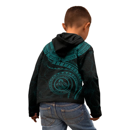 Polynesian Hawaii Hoodie- Maui Polynesian Waves (Turquoise)