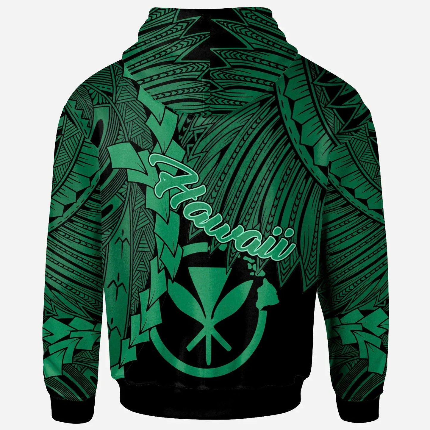 Polynesian Hawaii Hoodie - Tribal Wave Tattoo Green