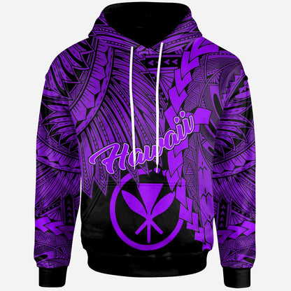 Polynesian Hawaii Hoodie - Tribal Wave Tattoo Purple