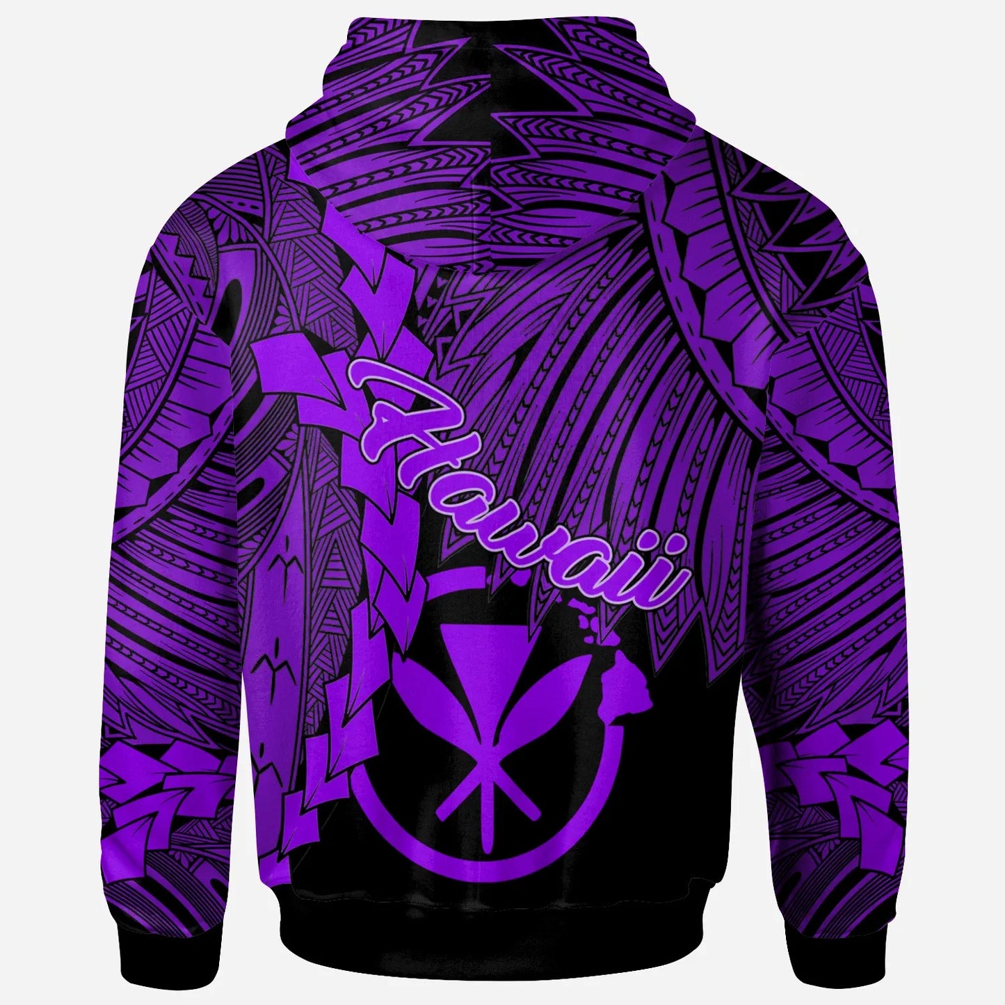 Polynesian Hawaii Hoodie - Tribal Wave Tattoo Purple