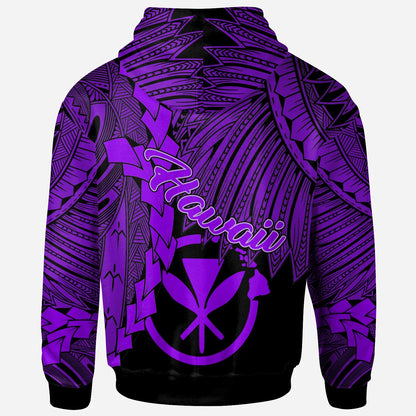 Polynesian Hawaii Hoodie - Tribal Wave Tattoo Purple
