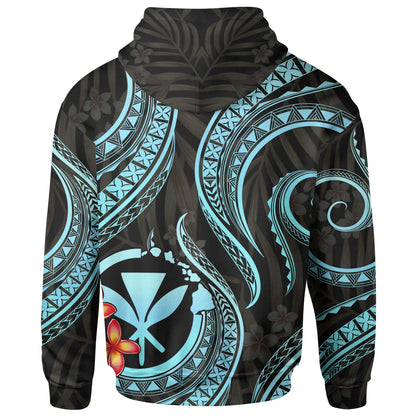 Polynesian Hawaii Hoodie - Turquoise Plumeria