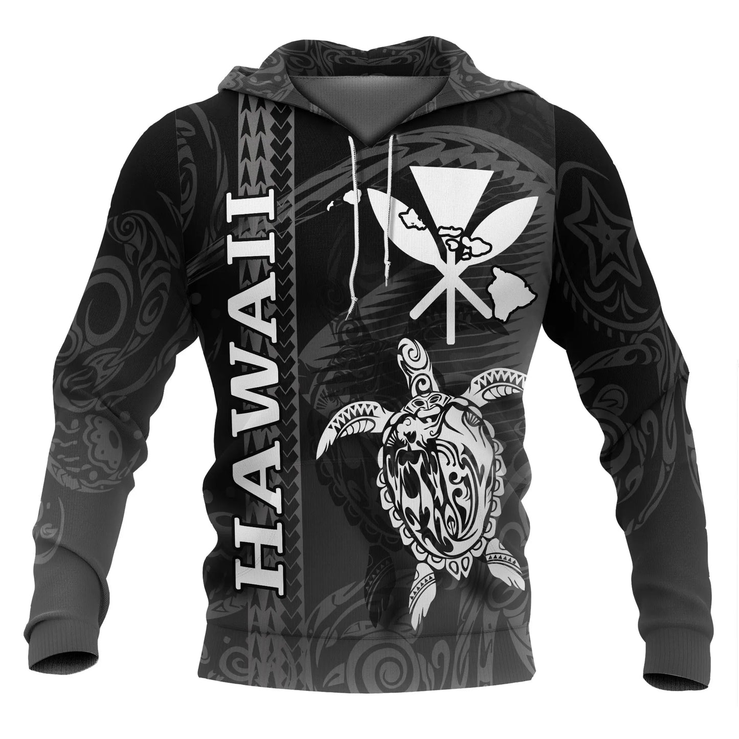 Polynesian Hawaii Hoodie - Turtle Eternity Black