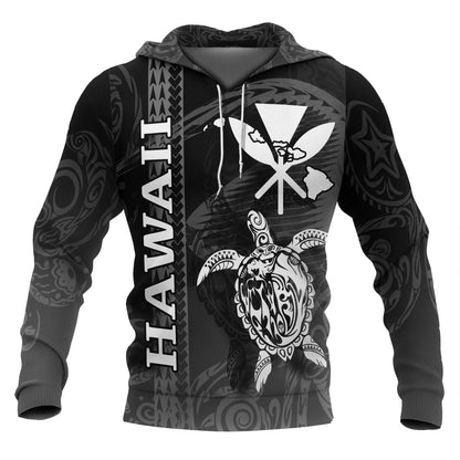 Polynesian Hawaii Hoodie - Turtle Eternity Black