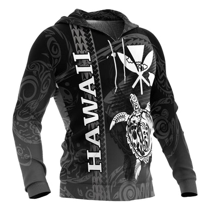 Polynesian Hawaii Hoodie - Turtle Eternity Black