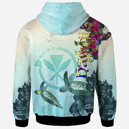 Polynesian Hawaii Hoodie - View sea Hawaii with Turtle