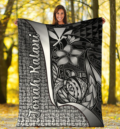 Polynesian Hawaii Jonah Kalani Premium Blanket White - Turtle with Hook