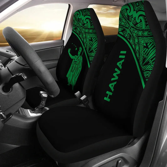 Hawaii Car Seat Covers - Kamehameha King Polynesian Green Curve