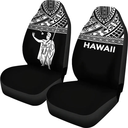 Hawaii Car Seat Covers - Kamehameha King Polynesian White Horizontal