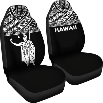 Hawaii Car Seat Covers - Kamehameha King Polynesian White Horizontal