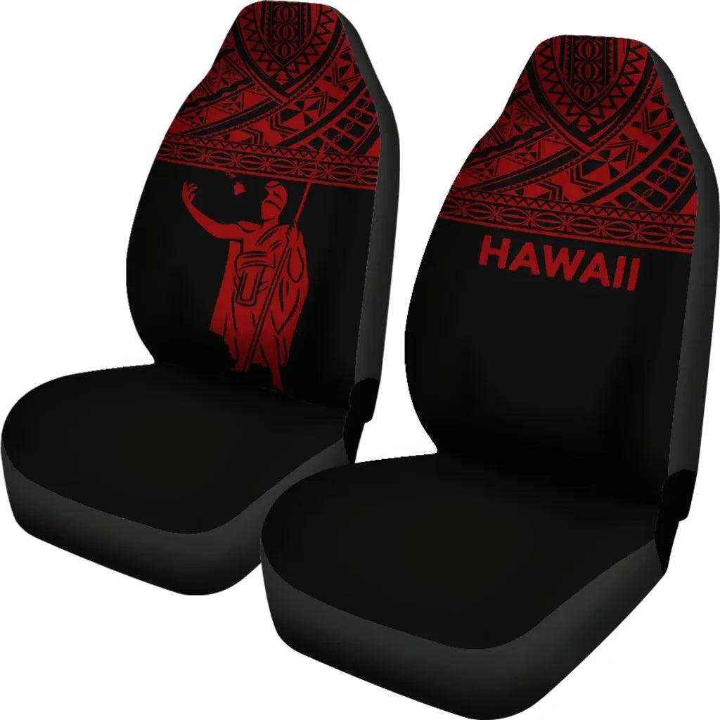 Hawaii Car Seat Covers - Kamehameha King Polynesian Red Horizontal
