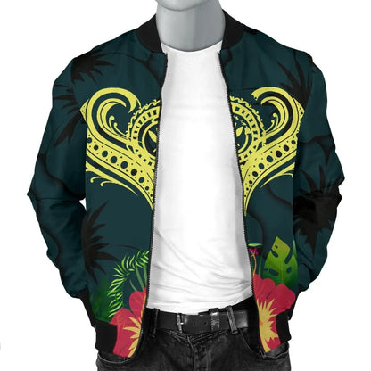 Polynesian Hawaii Kanaka Maoli Bomber Jacket - Heart with Hibiscus