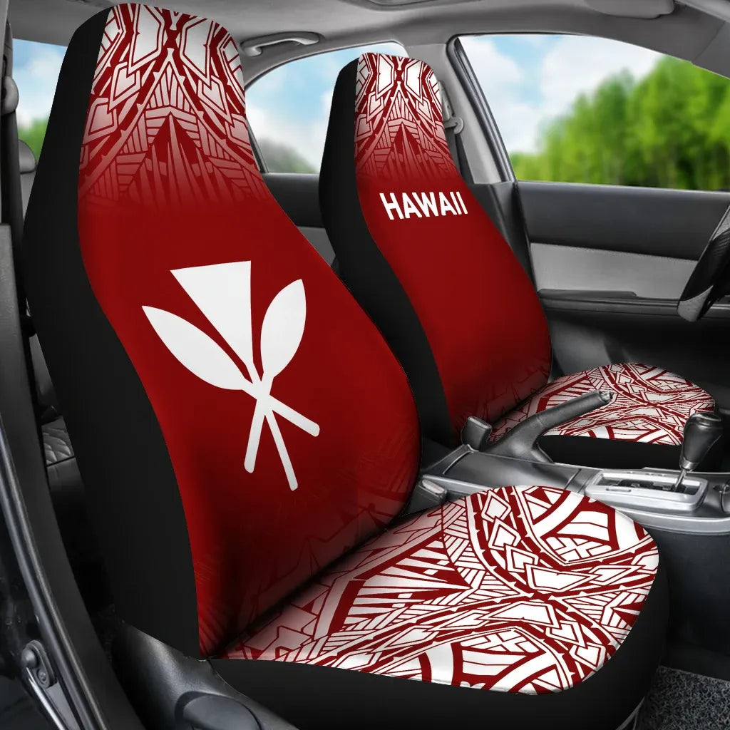 Hawaii Car Seat Covers - Hawaii Kanaka Maoli Polynesian Tattoo Fog Red