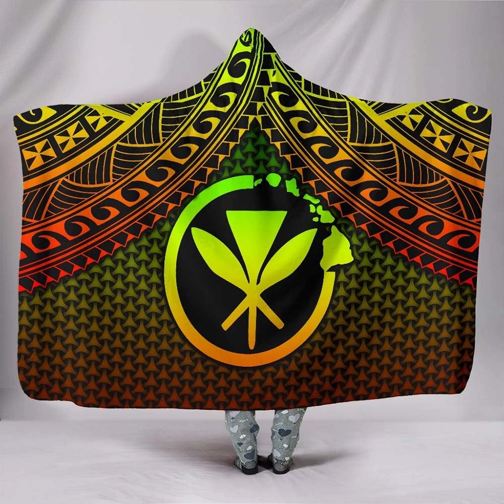 Polynesian Hawaii Kanaka Maoli Hooded Blanket - Reggae Vintage Polynesian Patterns