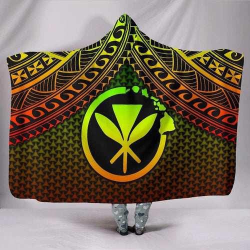 Polynesian Hawaii Kanaka Maoli Hooded Blanket - Reggae Vintage Polynesian Patterns