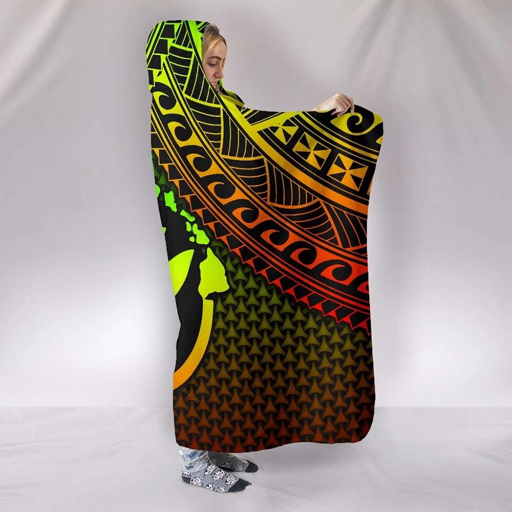 Polynesian Hawaii Kanaka Maoli Hooded Blanket - Reggae Vintage Polynesian Patterns
