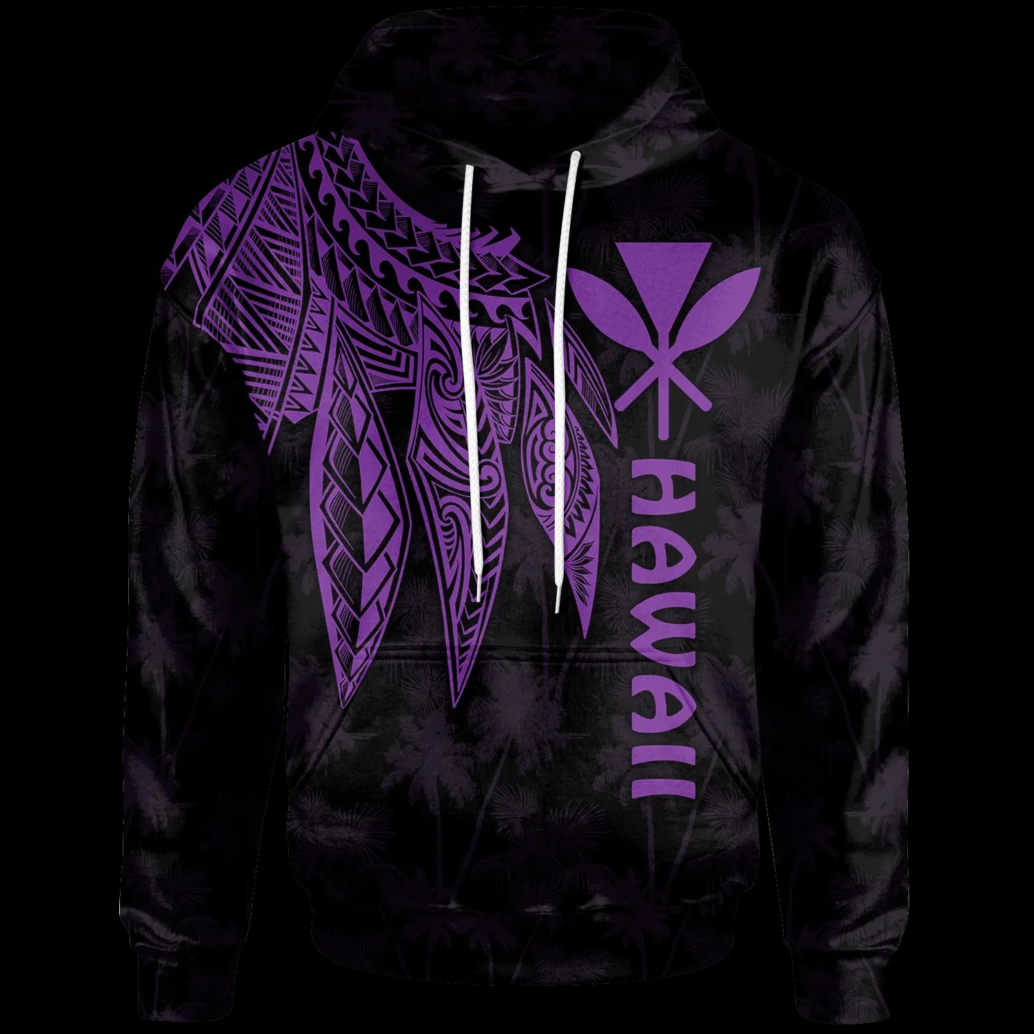 Polynesian Hawaii Kanaka Maoli Hoodie - Polynesian Wings (Purple)