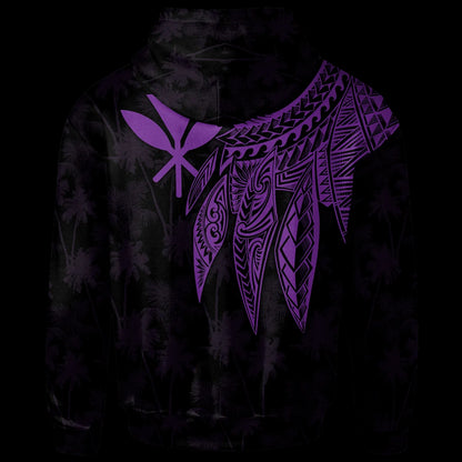 Polynesian Hawaii Kanaka Maoli Hoodie - Polynesian Wings (Purple)