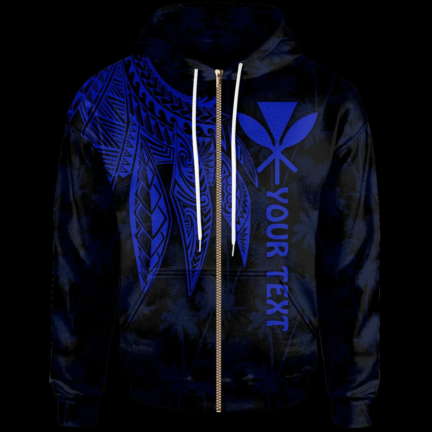 Polynesian Hawaii Kanaka Maoli Personalised Hoodie - Polynesian Wings (Blue)