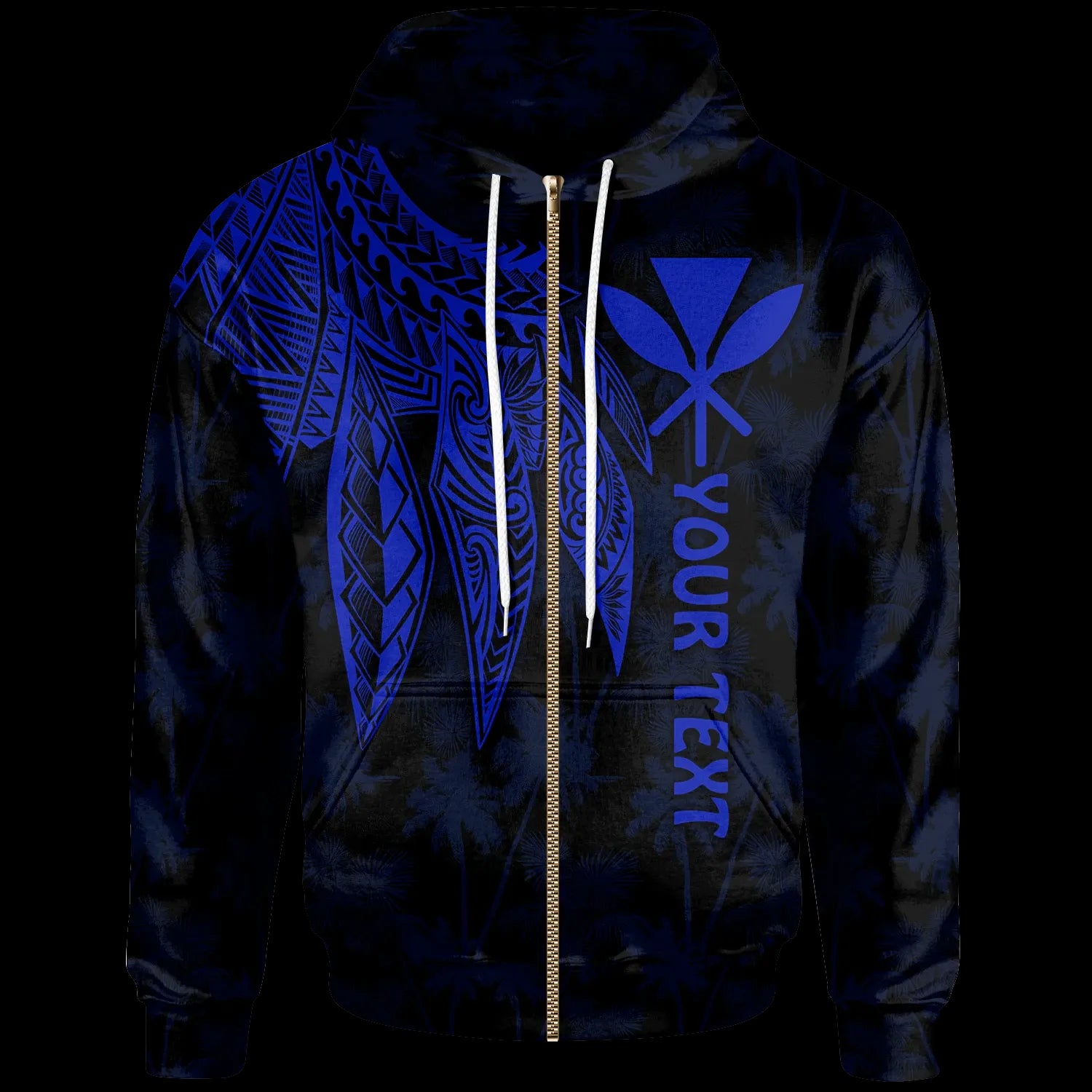 Polynesian Hawaii Kanaka Maoli Personalised Hoodie - Polynesian Wings (Blue)