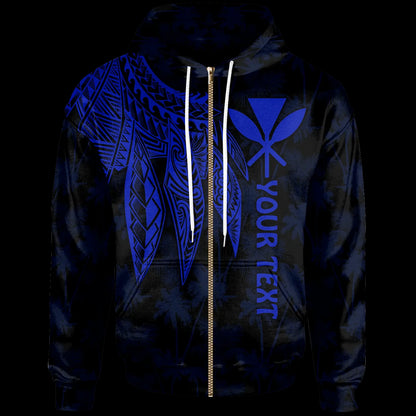Polynesian Hawaii Kanaka Maoli Personalised Hoodie - Polynesian Wings (Blue)