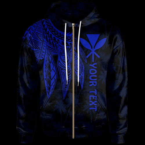 Polynesian Hawaii Kanaka Maoli Personalised Hoodie - Polynesian Wings (Blue)