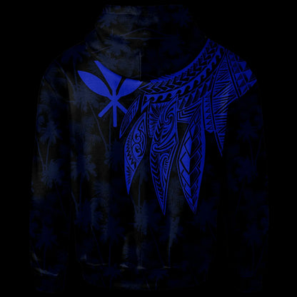 Polynesian Hawaii Kanaka Maoli Personalised Hoodie - Polynesian Wings (Blue)