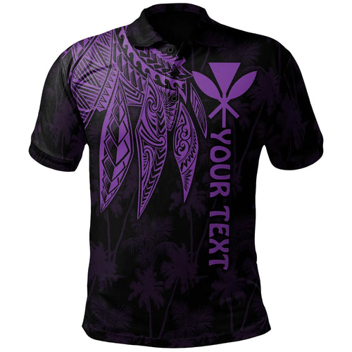 Polynesian Hawaii Kanaka Maoli Personalised Polo Shirt - Polynesian Wings (Purple)