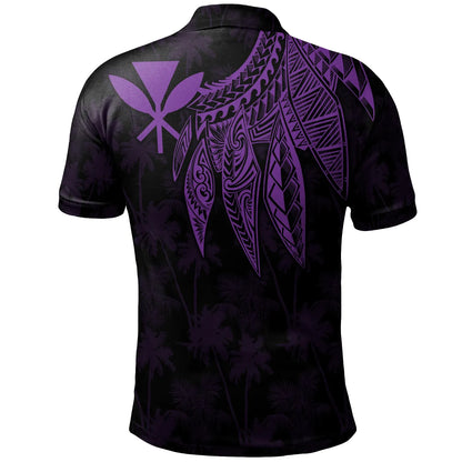 Polynesian Hawaii Kanaka Maoli Personalised Polo Shirt - Polynesian Wings (Purple)