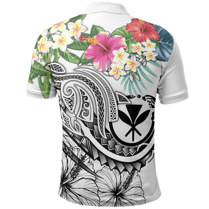 Polynesian Hawaii Kanaka Maoli Polo - Summer Plumeria (White)