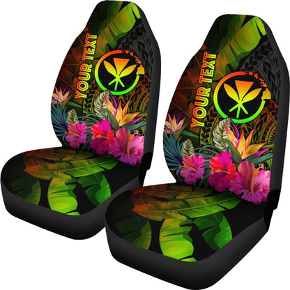 Polynesian Hawaii Kanaka Maoli Polynesian Personalised Car Seat Covers -  Hibiscus and Banana Leaves