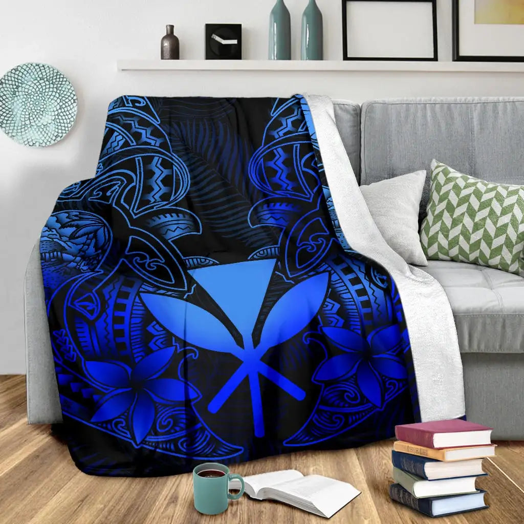 Polynesian Hawaii (Kanaka Maoli) Premium Blanket - Blue Turtle Homeland