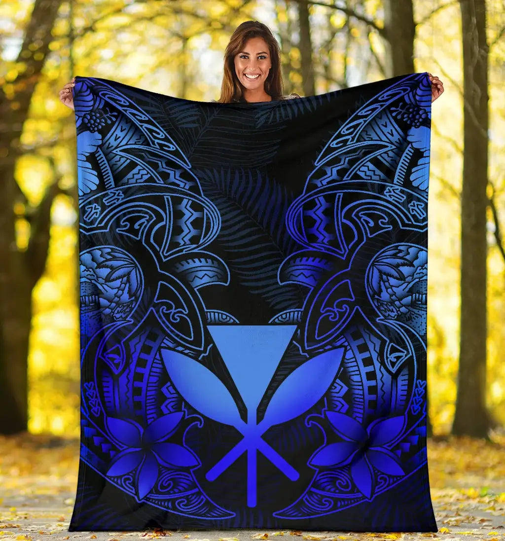 Polynesian Hawaii (Kanaka Maoli) Premium Blanket - Blue Turtle Homeland