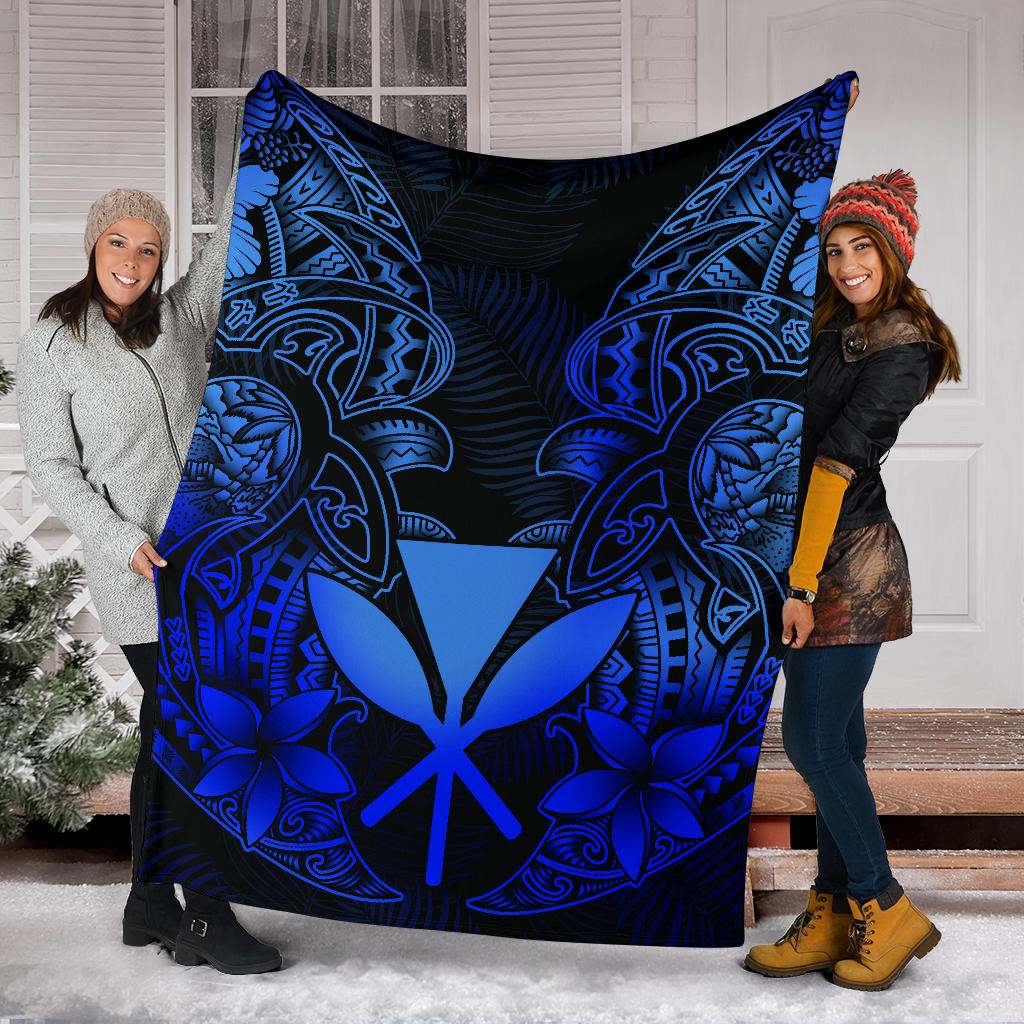Polynesian Hawaii (Kanaka Maoli) Premium Blanket - Blue Turtle Homeland