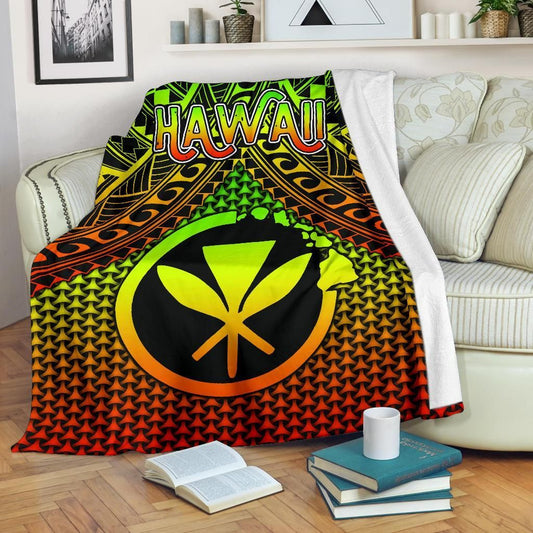 Polynesian Hawaii  Kanaka Maoli Premium Blanket - Reggae Vintage Polynesian Patterns