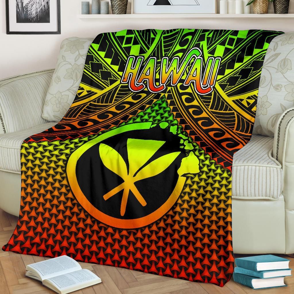 Polynesian Hawaii  Kanaka Maoli Premium Blanket - Reggae Vintage Polynesian Patterns