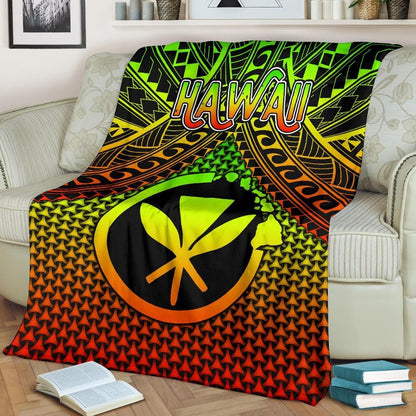 Polynesian Hawaii  Kanaka Maoli Premium Blanket - Reggae Vintage Polynesian Patterns