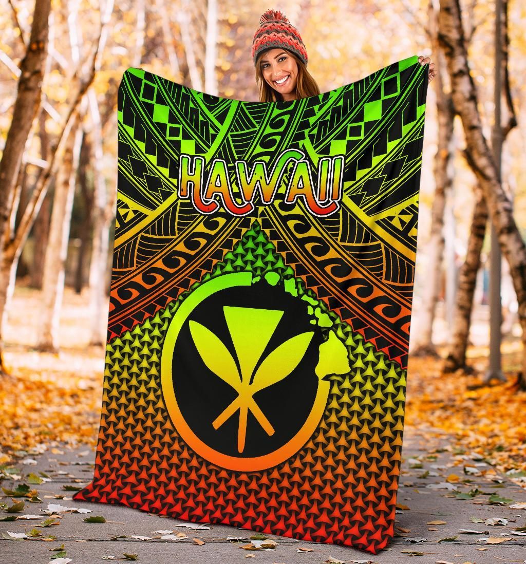 Polynesian Hawaii  Kanaka Maoli Premium Blanket - Reggae Vintage Polynesian Patterns