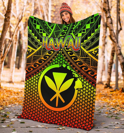 Polynesian Hawaii  Kanaka Maoli Premium Blanket - Reggae Vintage Polynesian Patterns