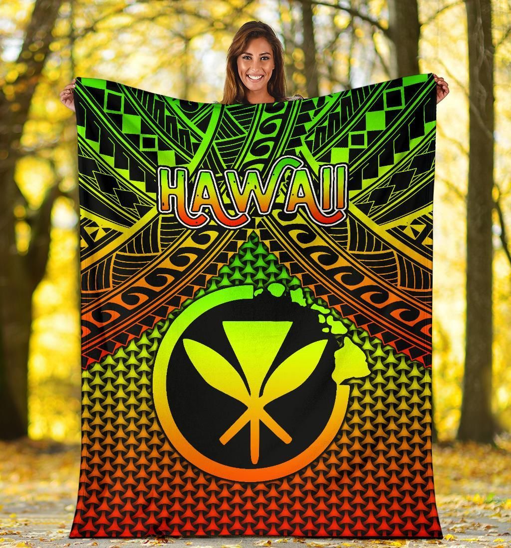 Polynesian Hawaii  Kanaka Maoli Premium Blanket - Reggae Vintage Polynesian Patterns