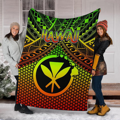 Polynesian Hawaii  Kanaka Maoli Premium Blanket - Reggae Vintage Polynesian Patterns