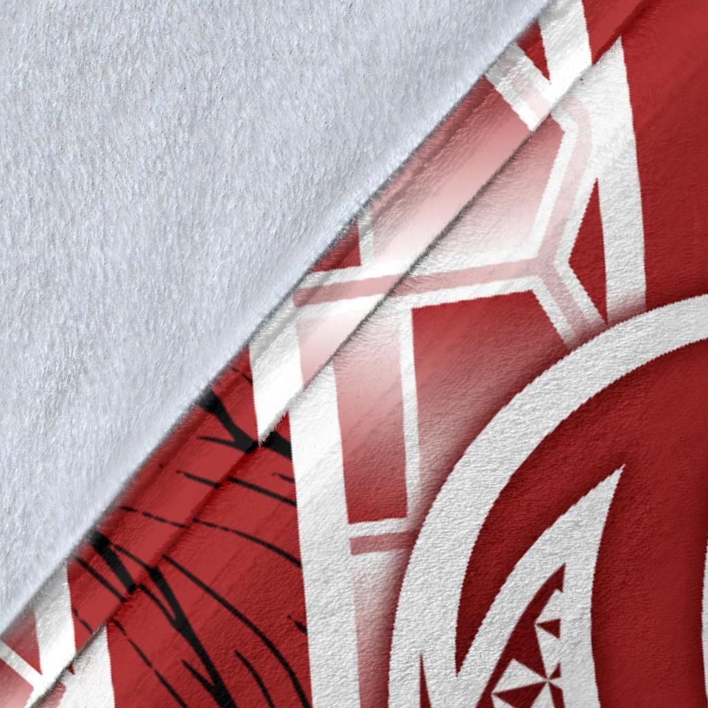 Polynesian Hawaii Kanaka Maoli Premium Blanket - Summer Plumeria (Red)